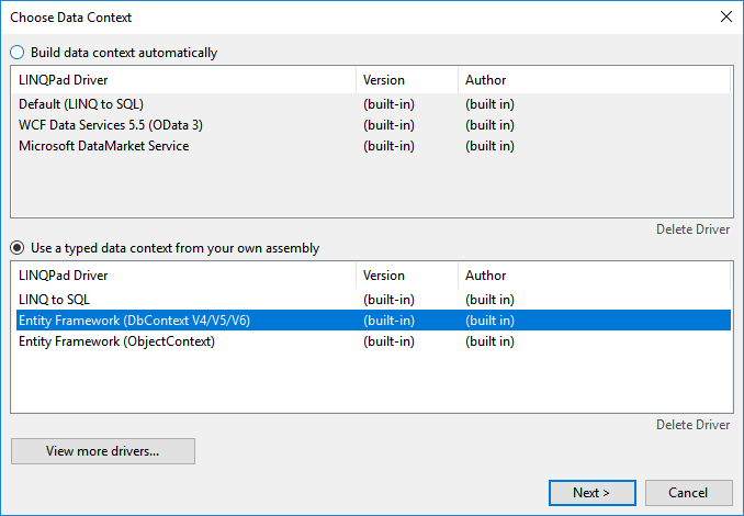 Choose Data Context Choose Data Context