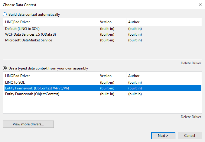 Choose Data Context