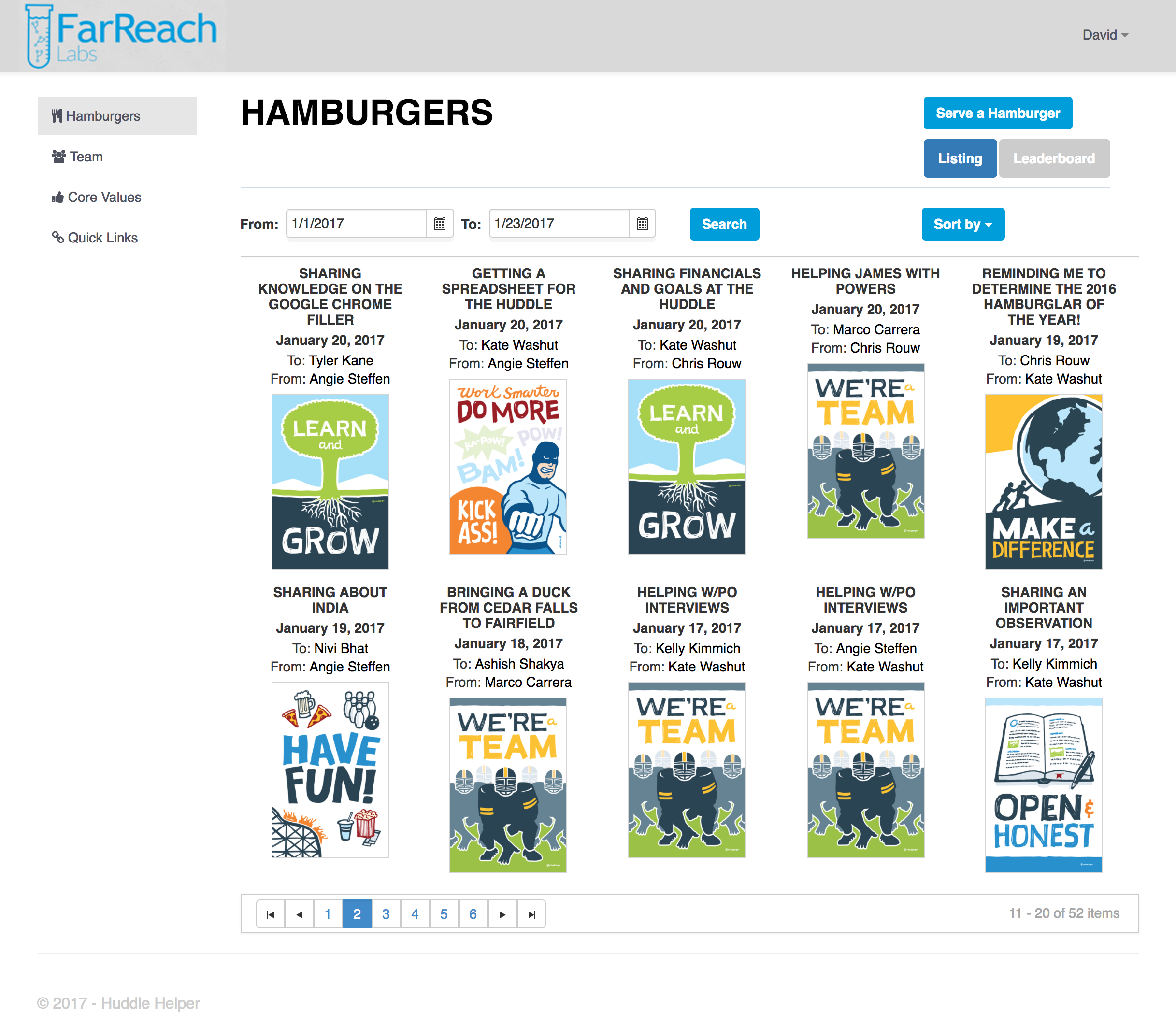 Huddle Helper App Screengrab Huddle Helper App Screengrab