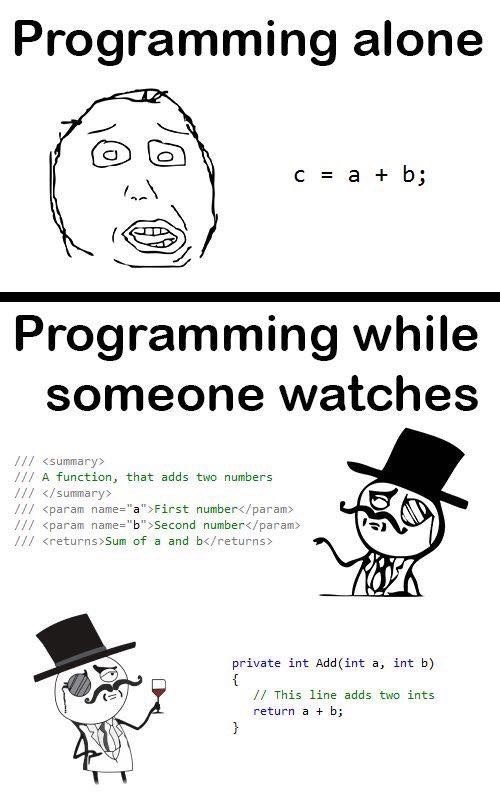 Programming Alone vs. Programming While Someone Watches