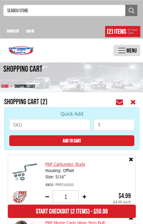 Ecommerce mobile shopping cart experience
