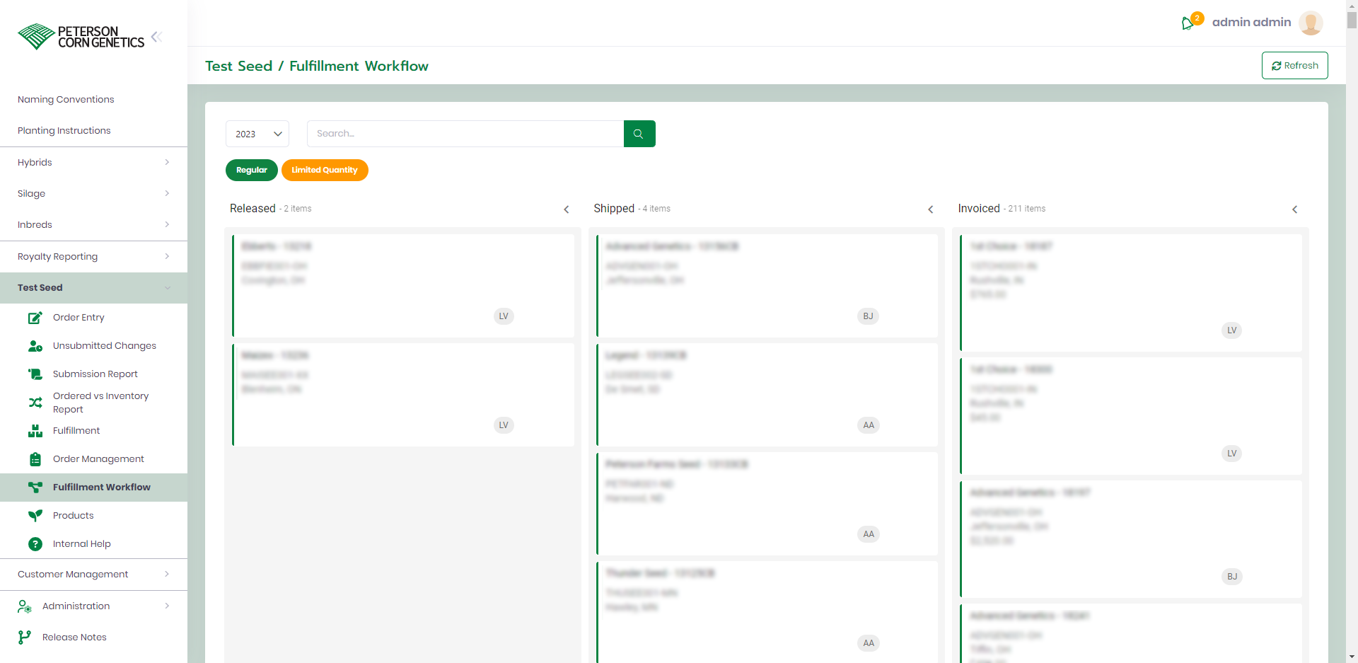 PCG Test Seed Fulfillment Workflow