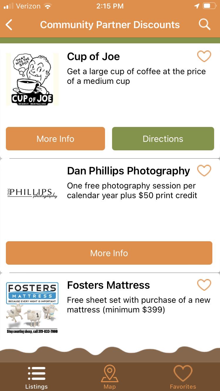 Rooted Carrot mobile app community partner listings
